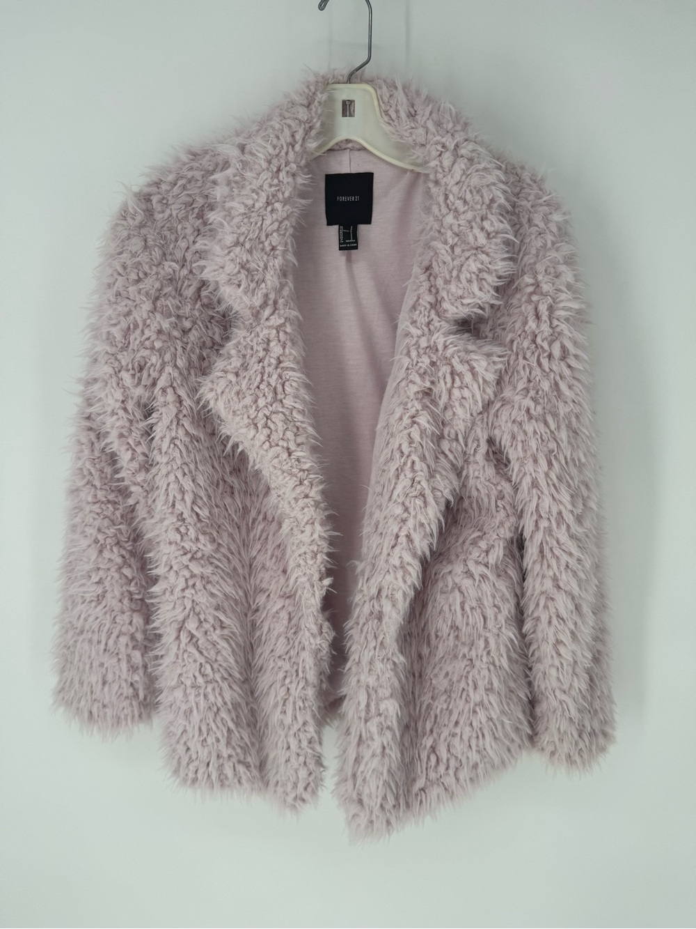 Forever 21 Plush Teddy Jacket in Light Dusty Pink